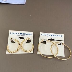 Lucky Brand Twisted and Smooth Gold Hoop Earrings